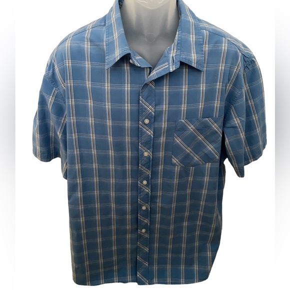 QUIKSILVER Edition Blue & Gray Plaid Collared Shirt Men 2XL XXL Regular Fit - Picture 1 of 6